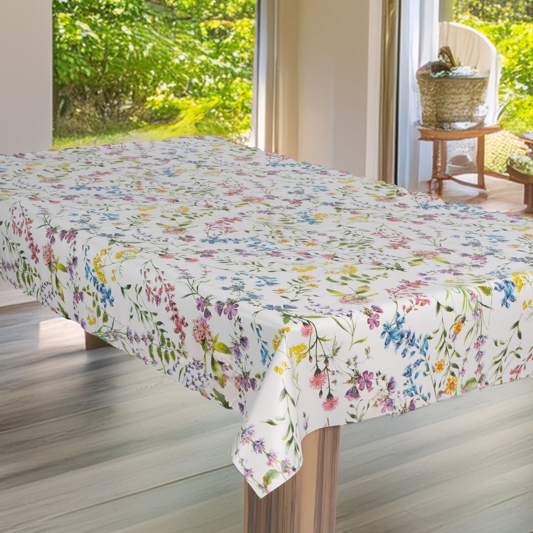 laro Wachstuch-Tischdecke Wachstischdecke Gartentischdecke Blumen Mix Bunt