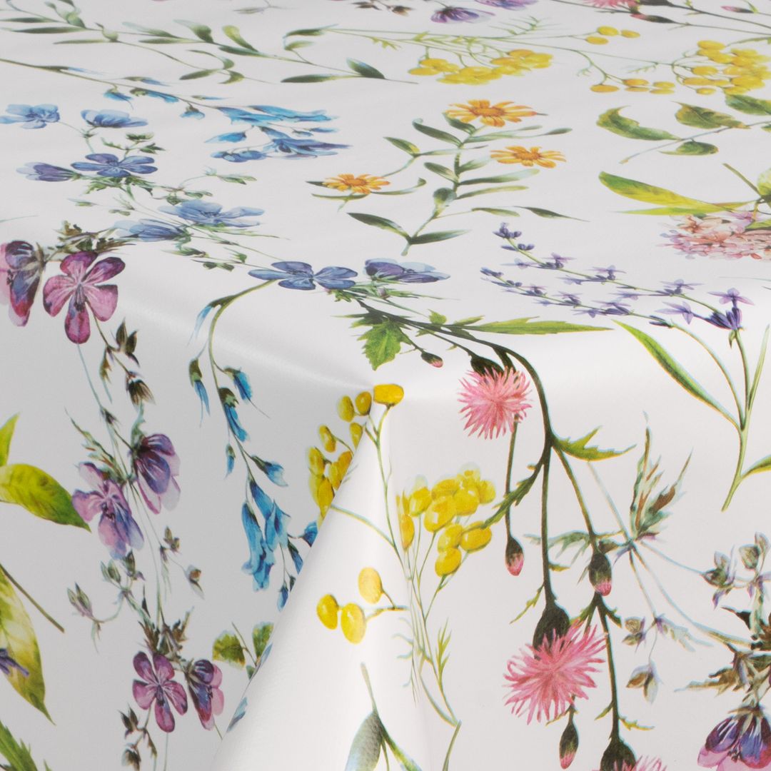 laro Wachstuch-Tischdecke Wachstischdecke Gartentischdecke Blumen Mix Bunt