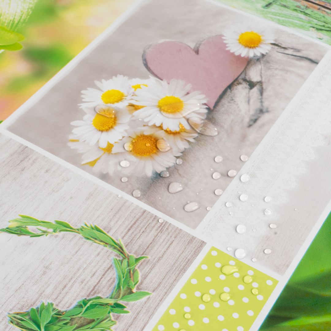 laro Wachstuch-Tischdecke Wachstischdecke Blumen Narzissen Tulpen Margeriten