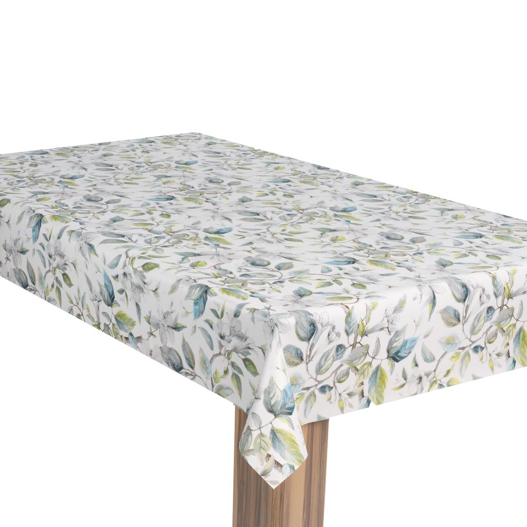 laro Wachstuch-Tischdecke Wachstischdecke Gartentischdecke Blumen Weiß Blau