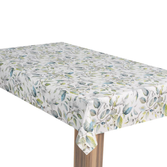 laro Wachstuch-Tischdecke Wachstischdecke Gartentischdecke Blumen Weiß Blau