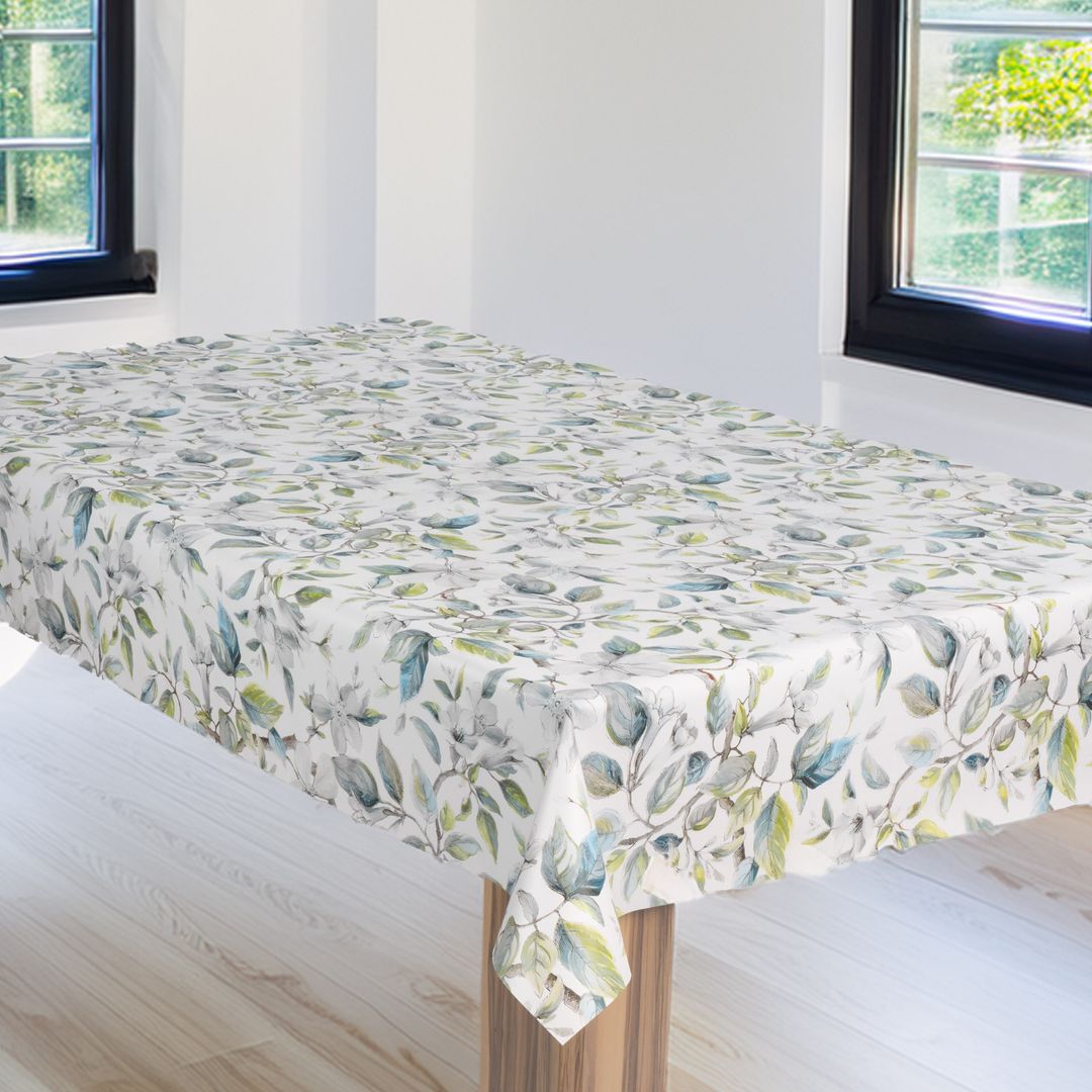 laro Wachstuch-Tischdecke Wachstischdecke Gartentischdecke Blumen Weiß Blau