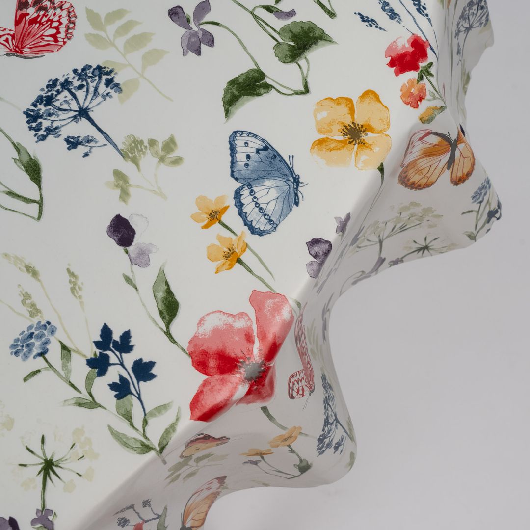 Wachstuch-Tischdecken Blumen Schmetterling Rund 140cm