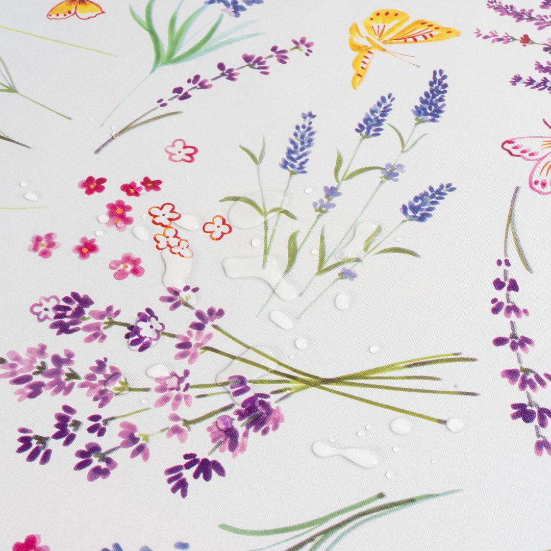 laro Wachstuch-Tischdecke Wachstischdecke Garten Blumenflügel Bunt Weiß