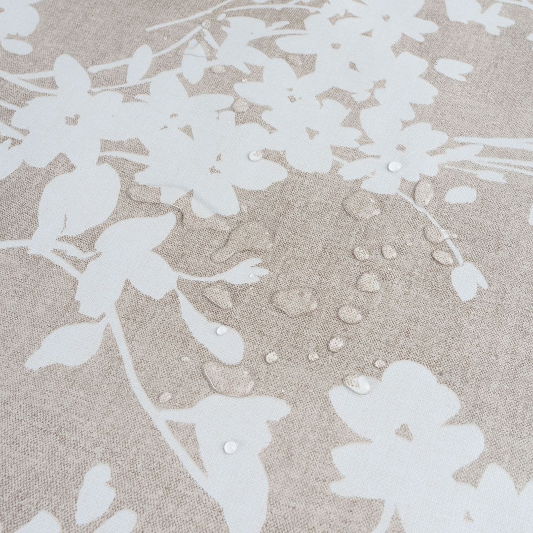 laro Wachstuch-Tischdecke Wachstischdecke Garten Blumenornament Beige Weiß