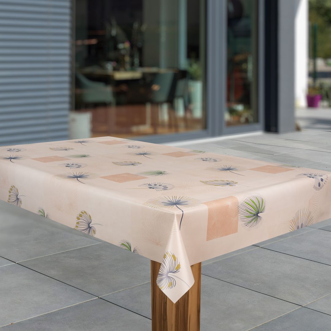 Wachstuch-Tischdecken Blumen rose beige braun rechteckig