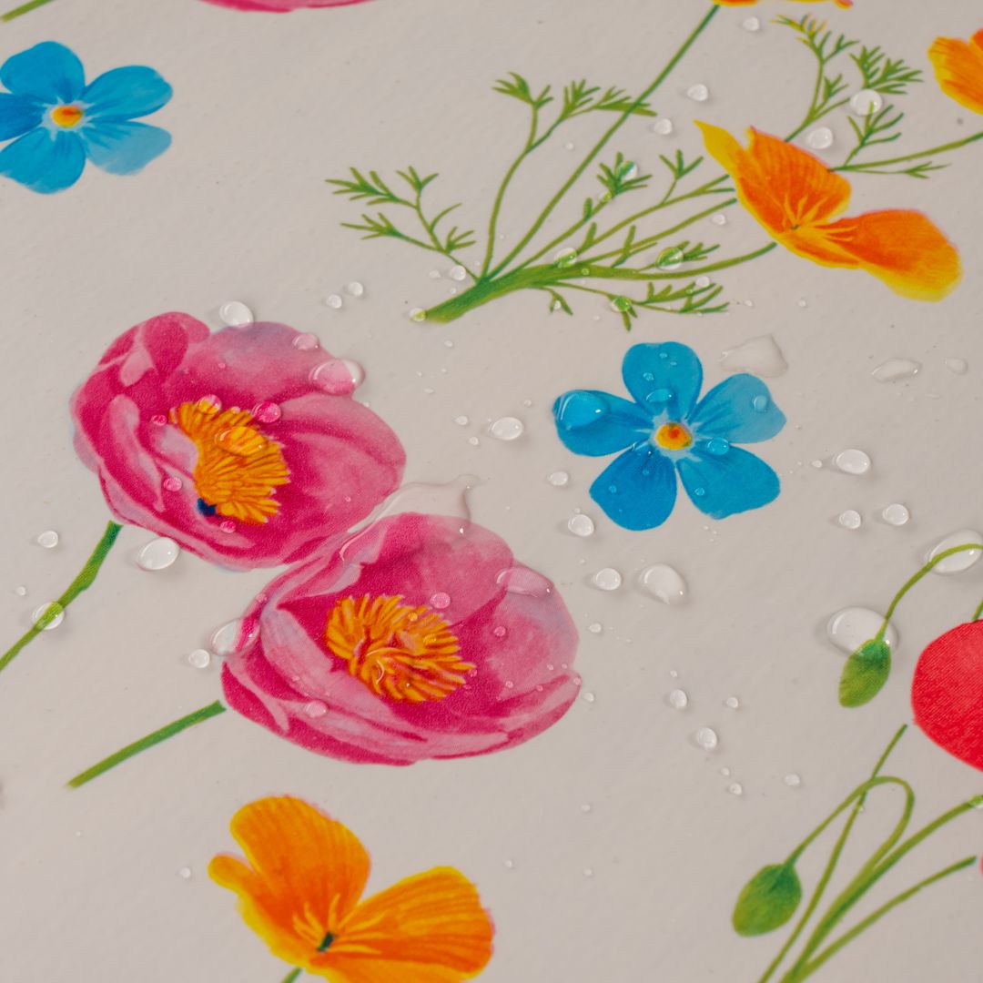 Wachstuch-Tischdecken Blumen rot blau weiß rechteckig