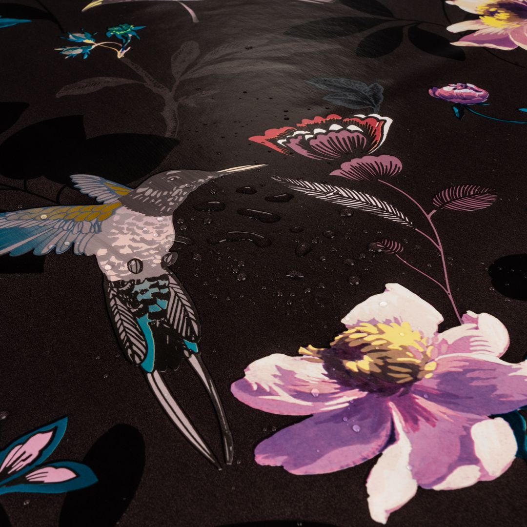 Wachstuch-Tischdecken Blumen schwarz lila weiß rechteckig