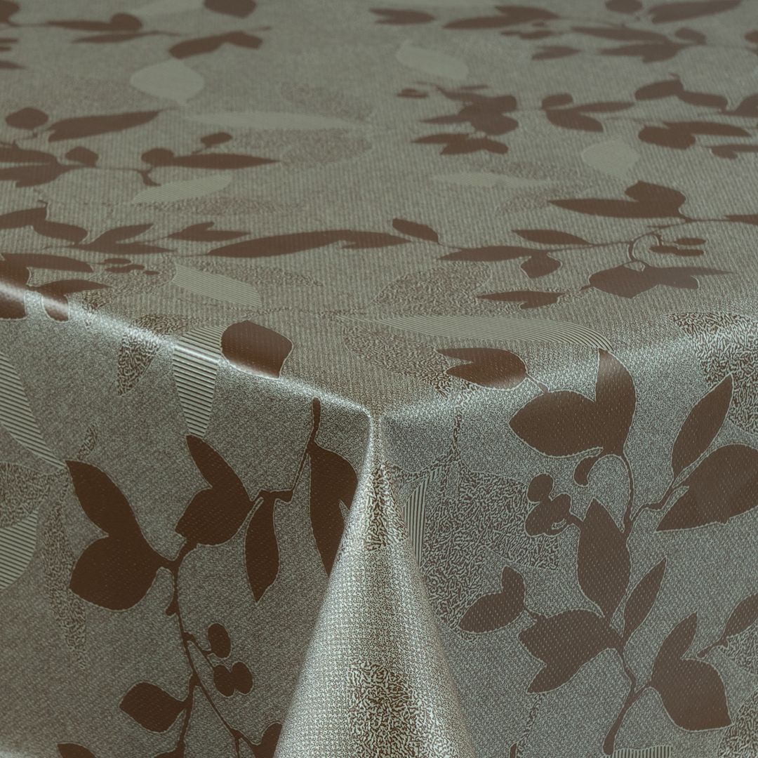 Wachstuch-Tischdecken Braun Beige Blätter geprägt rechteckig
