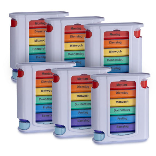 Laro Tablettenbox Bunt 7 Tage – 4 Fächer – 3/4//6/12/24/48/96 Stück