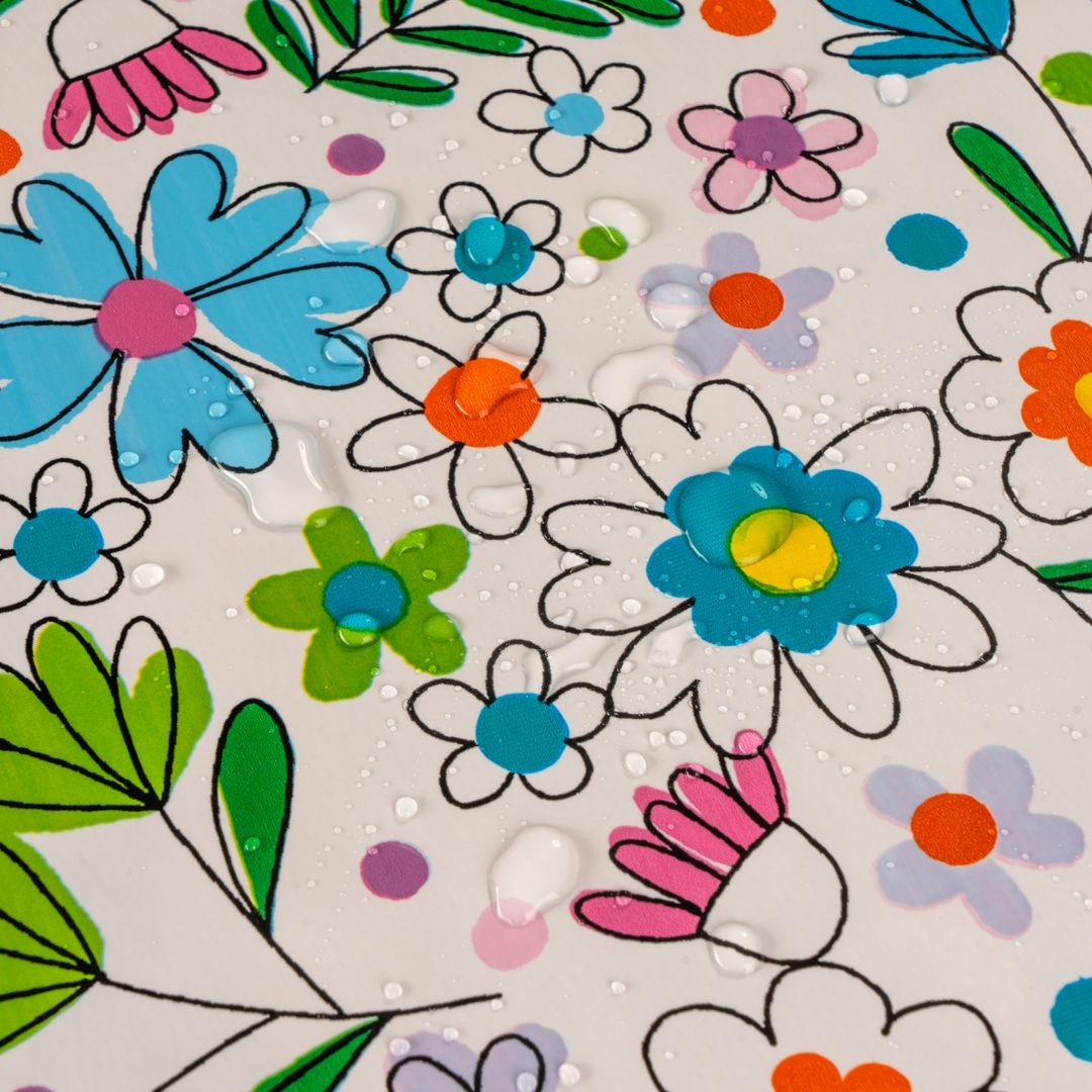 Wachstuch-Tischdecken Bunte Blumen blau rot rechteckig