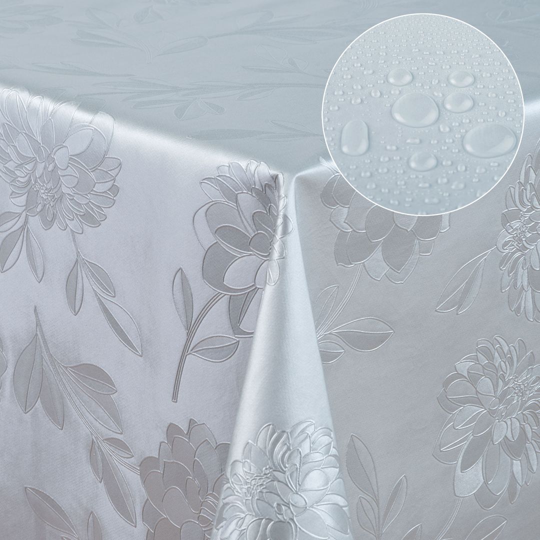 Wachstuch-Tischdecken Dhalia Silber rechteckig
