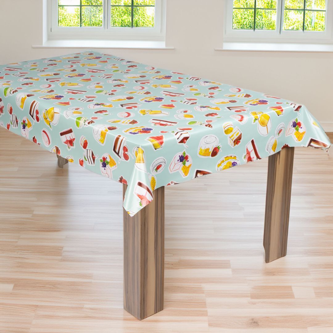 laro Wachstuch-Tischdecke Wachstischdecke Gartentischdecke Geburtstag Torte Blau