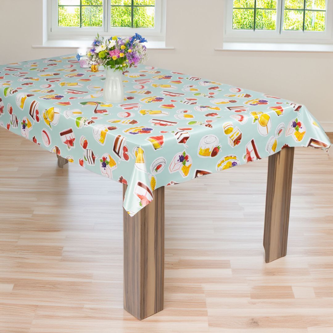 laro Wachstuch-Tischdecke Wachstischdecke Gartentischdecke Geburtstag Torte Blau