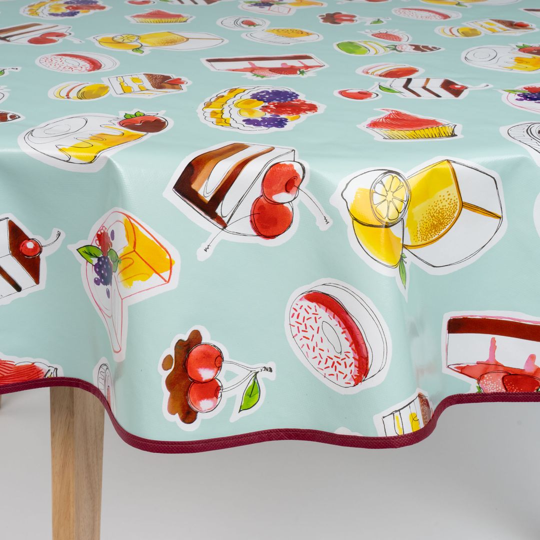 laro 140cm runde Wachstuchtischdecke mit Saum-Eingefasst Geburtstag Torte Blau