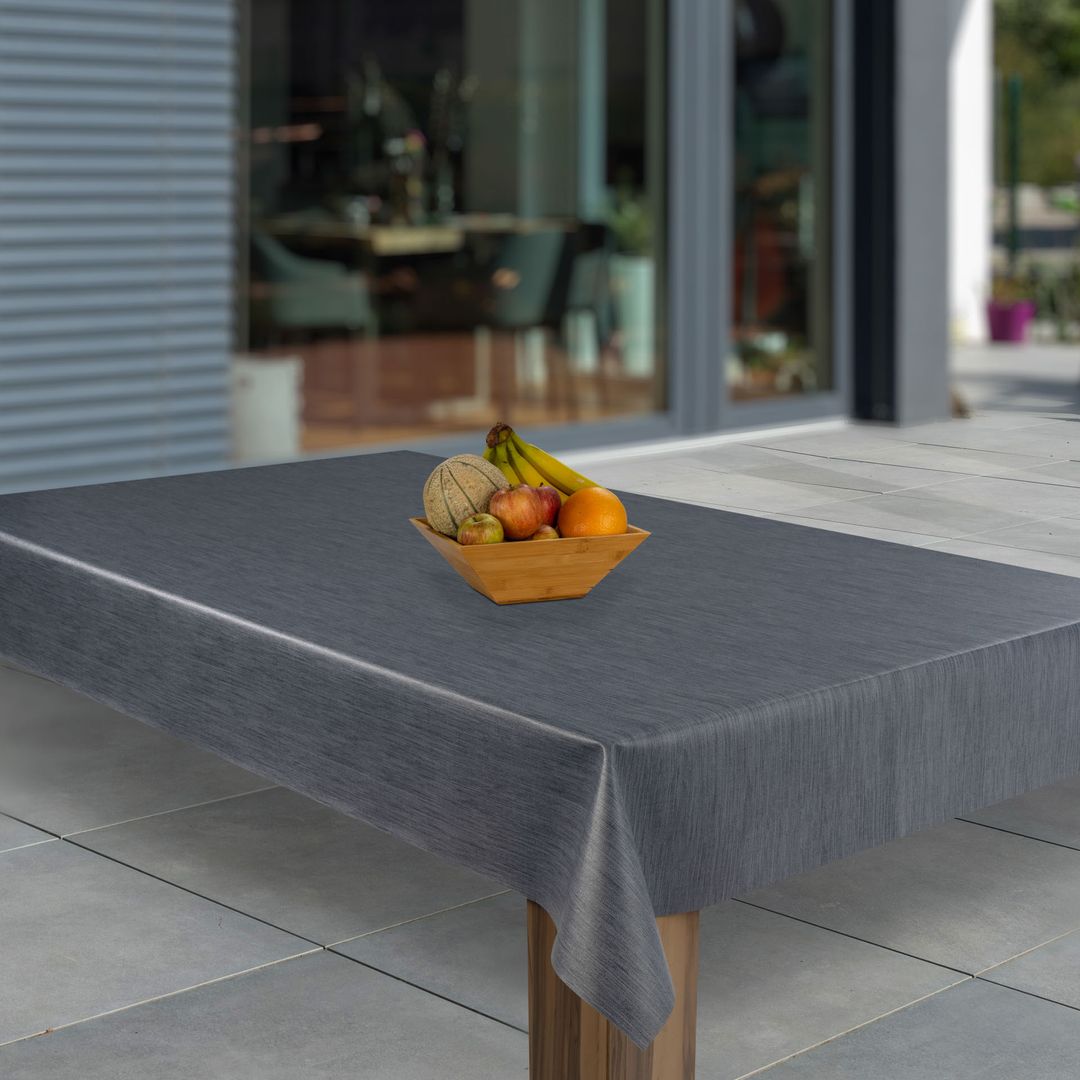 Wachstuch-Tischdecken Grau Blau Leinenoptik rechteckig