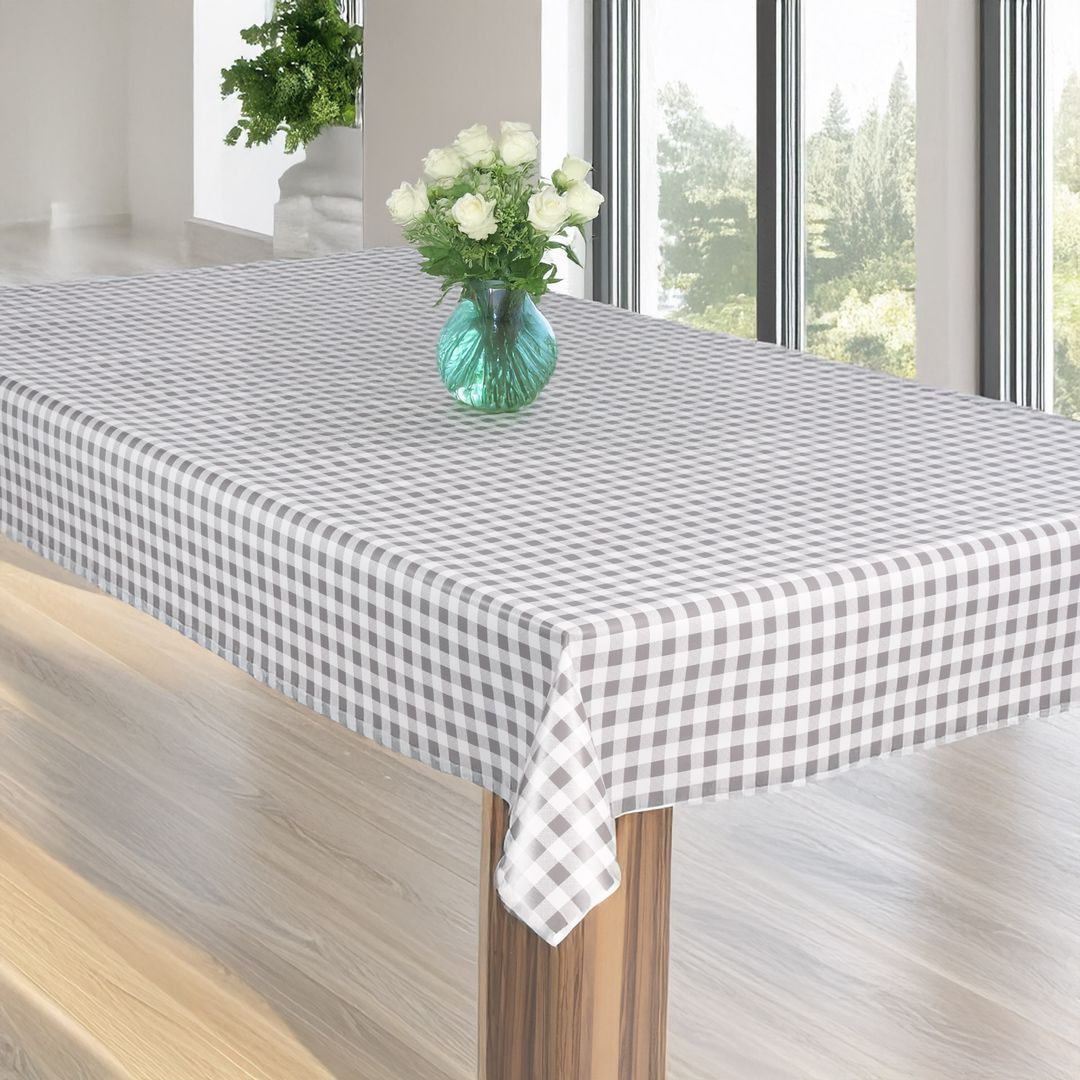 laro Wachstuch-Tischdecke Gartentischdecke Grau Schwarz Kariert Karo