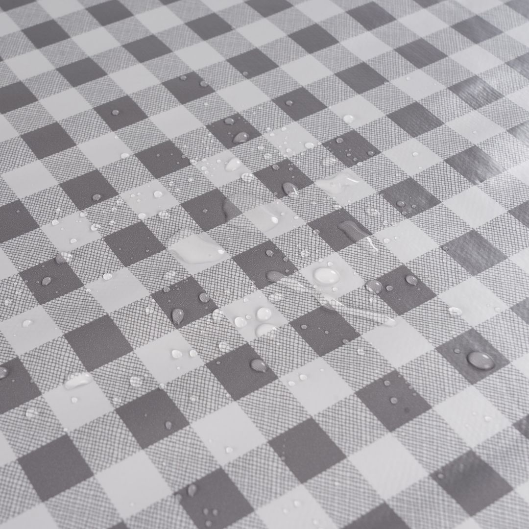 laro Wachstuch-Tischdecke Gartentischdecke Grau Schwarz Kariert Karo