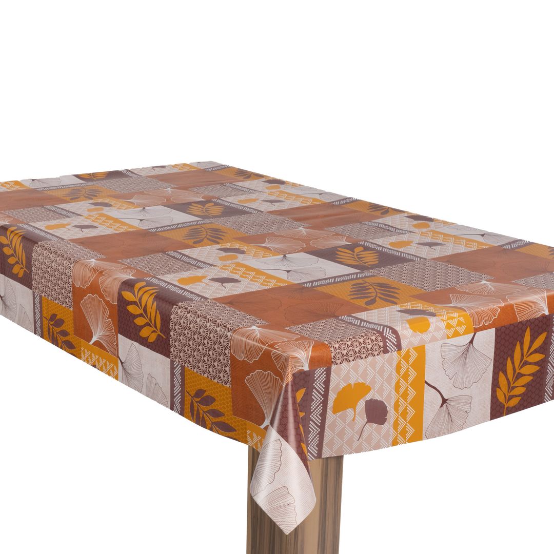 laro Wachstuch-Tischdecke Gartentischdecke Herbstfarben Retro Ginkgo