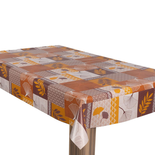 laro Wachstuch-Tischdecke Gartentischdecke Herbstfarben Retro Ginkgo