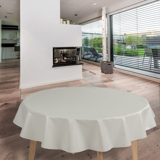 laro Rund 140 cm Wachstuchtischdecke Tischdecke Abwaschbar PVC Hochglanz Weiß Rund 140cm