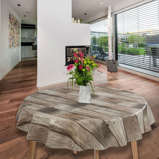 laro Rund 140 cm Wachstuchtischdecke Tischdecke Abwaschbar PVC Holzoptik Braun Rund 140cm