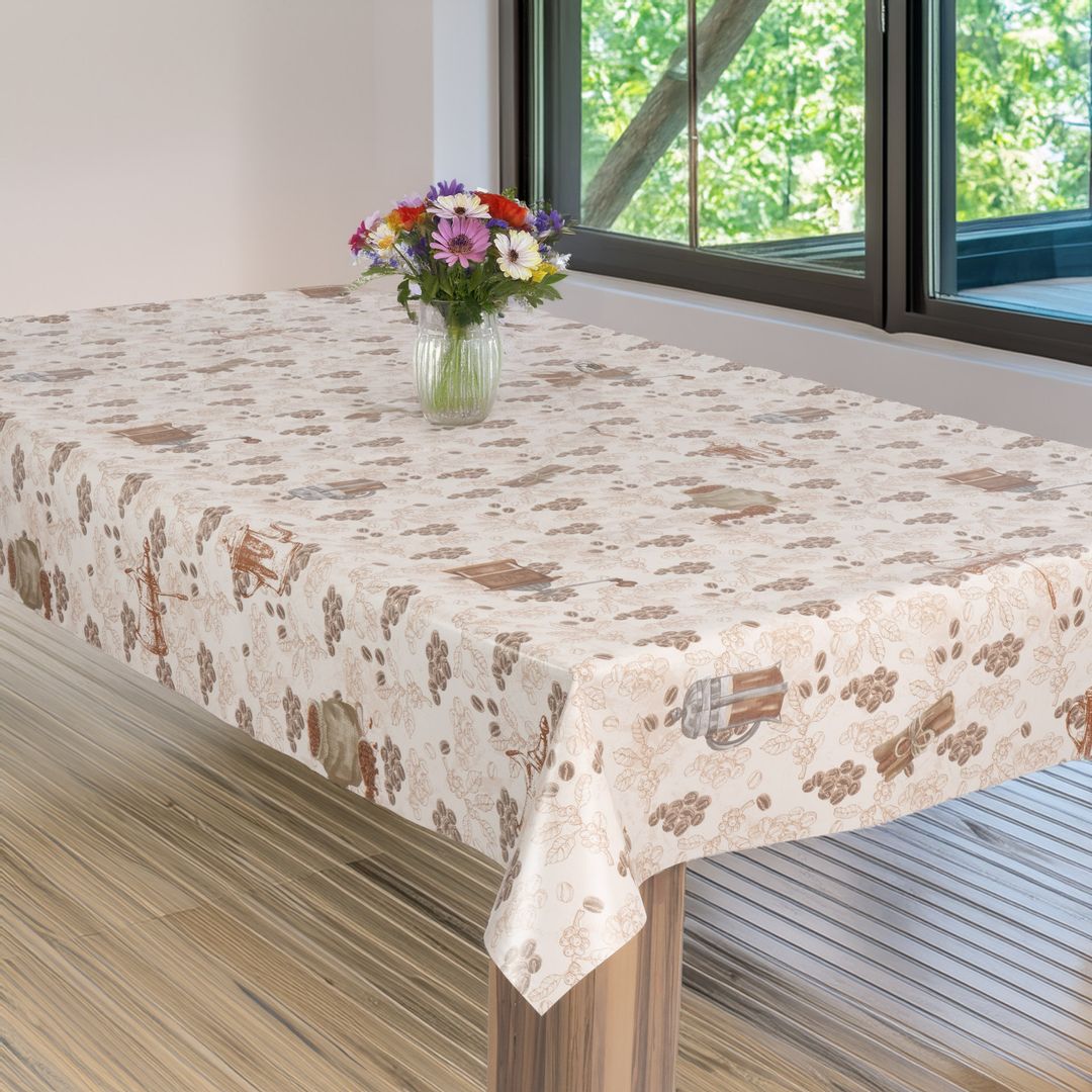 laro Wachstuch-Tischdecke Wachstischdecke Gartentischdecke KaffeeMahlmühle Braun