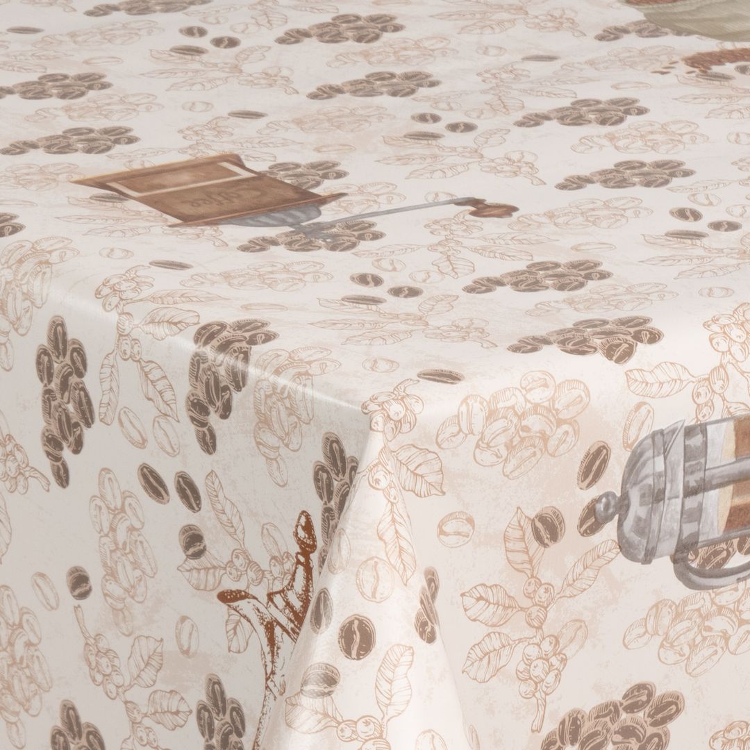 laro Wachstuch-Tischdecke Wachstischdecke Gartentischdecke KaffeeMahlmühle Braun