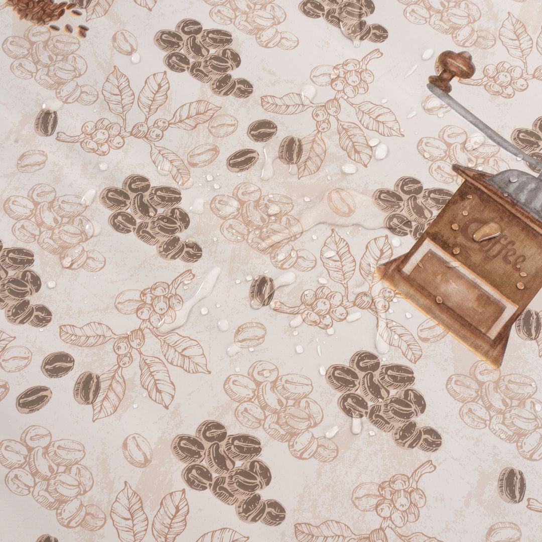 laro Wachstuch-Tischdecke Wachstischdecke Gartentischdecke KaffeeMahlmühle Braun