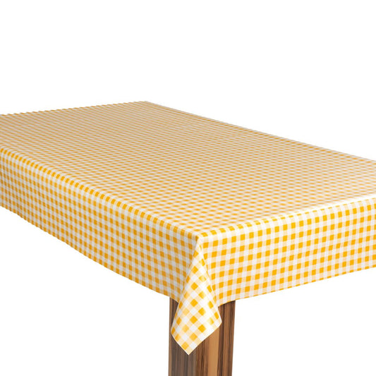 laro Wachstuch-Tischdecke Wachstischdecke Gartentischdecke Kariert Karo WeißGelb