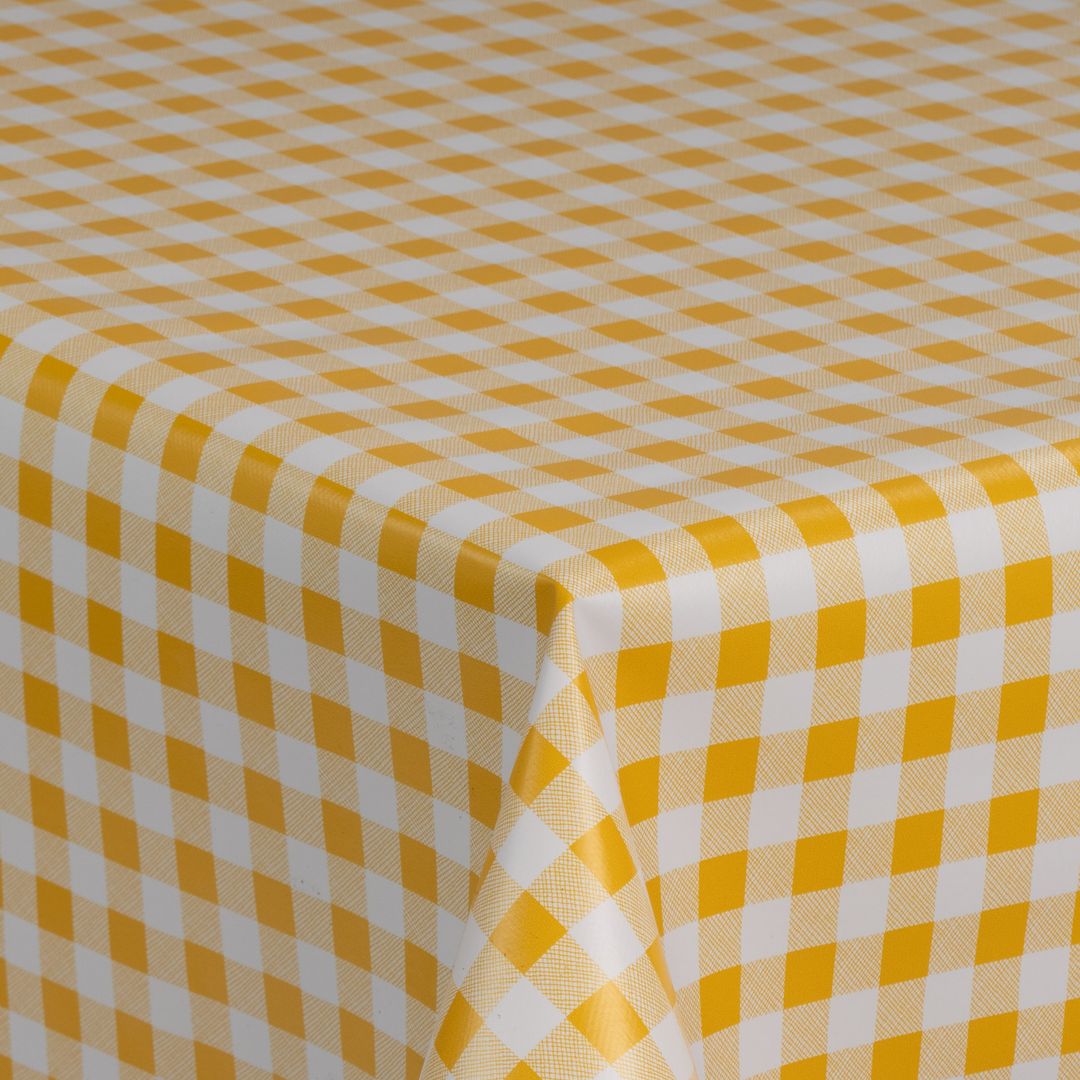 laro Wachstuch-Tischdecke Wachstischdecke Gartentischdecke Kariert Karo WeißGelb