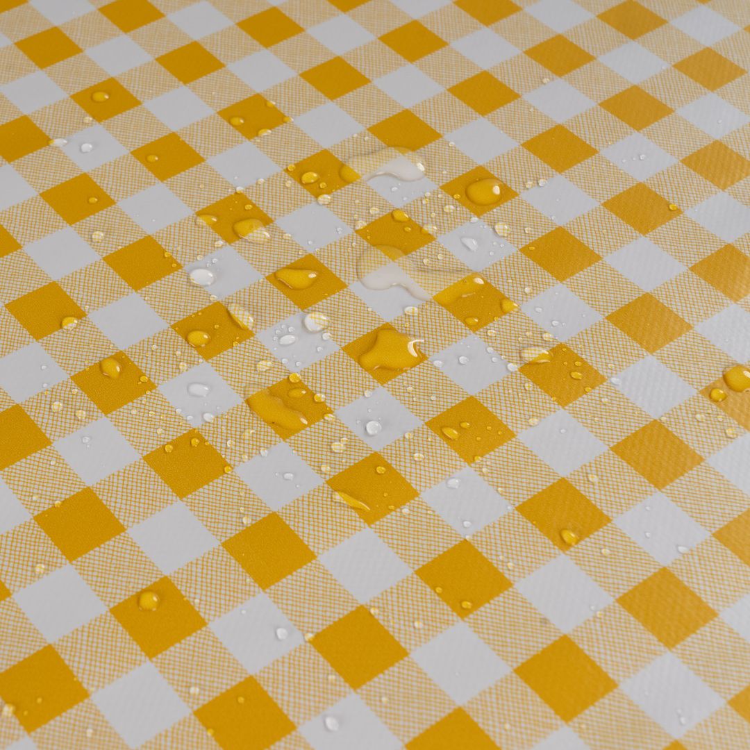 laro Wachstuch-Tischdecke Wachstischdecke Gartentischdecke Kariert Karo WeißGelb