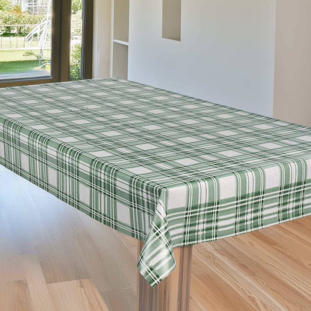 laro Wachstuch-Tischdecke Wachstischdecke Gartentischdecke Karo Grün Weiß