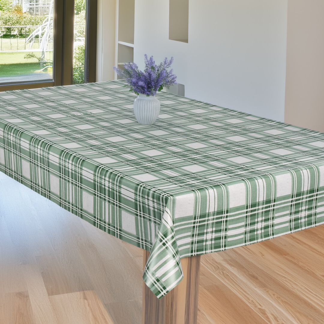 laro Wachstuch-Tischdecke Wachstischdecke Gartentischdecke Karo Grün Weiß