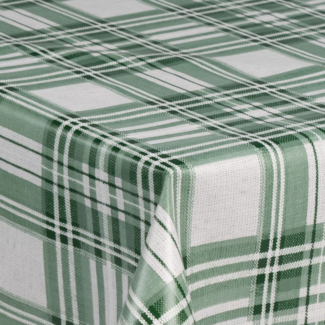 laro Wachstuch-Tischdecke Wachstischdecke Gartentischdecke Karo Grün Weiß
