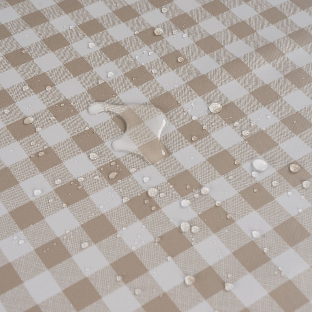 laro Wachstuch-Tischdecke Wachstischdecke Gartentischdecke Karo Kariert Beige