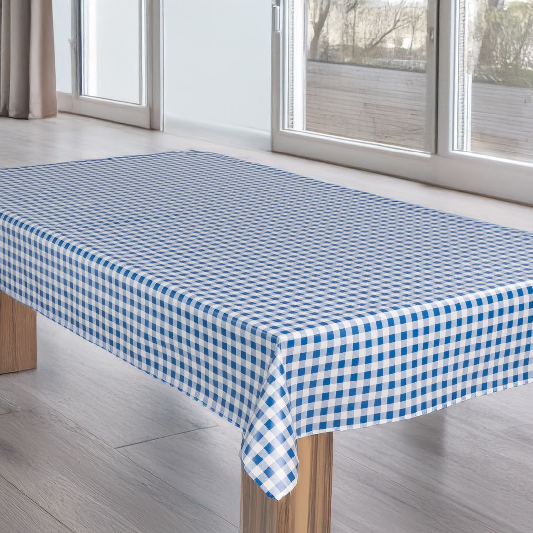 laro Wachstuch-Tischdecke Wachstischdecke Gartentischdecke Karo Kariert BlauWeiß