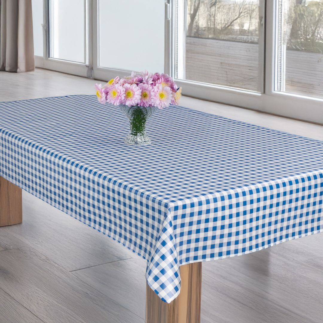 laro Wachstuch-Tischdecke Wachstischdecke Gartentischdecke Karo Kariert BlauWeiß