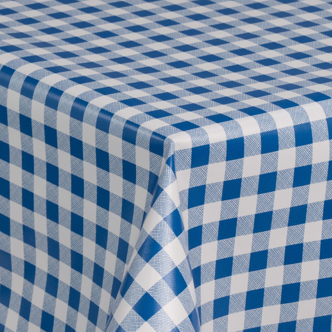 laro Wachstuch-Tischdecke Wachstischdecke Gartentischdecke Karo Kariert BlauWeiß