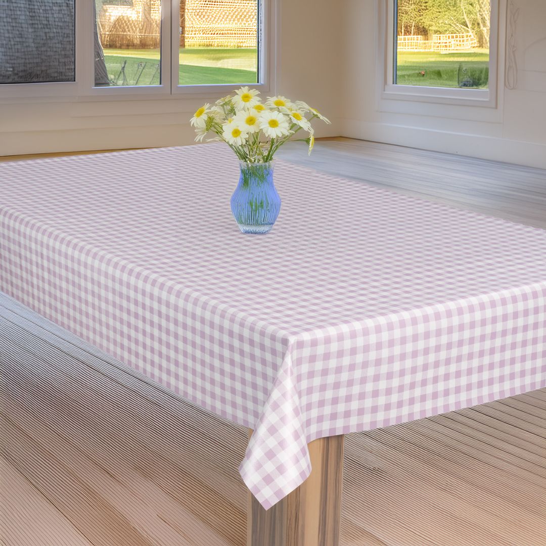 laro Wachstuch-Tischdecke Wachstischdecke Gartentischdecke Karo Kariert LilaRosa