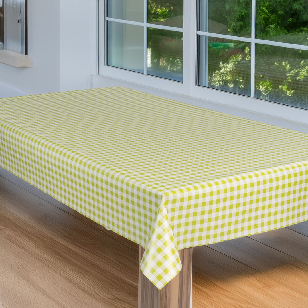 laro Wachstuch-Tischdecke Wachstischdecke Gartentischdecke Karo Kariert Limette