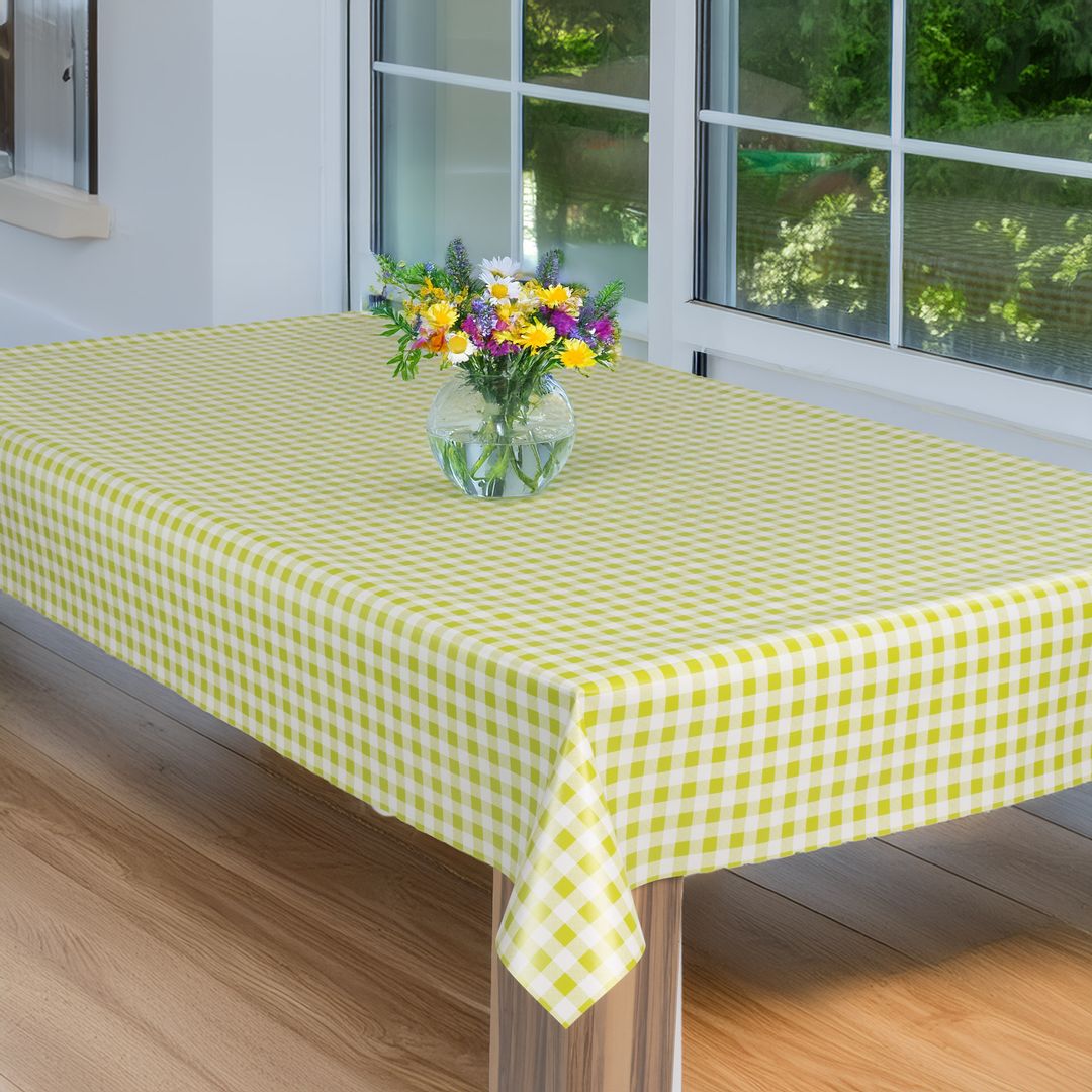 laro Wachstuch-Tischdecke Wachstischdecke Gartentischdecke Karo Kariert Limette