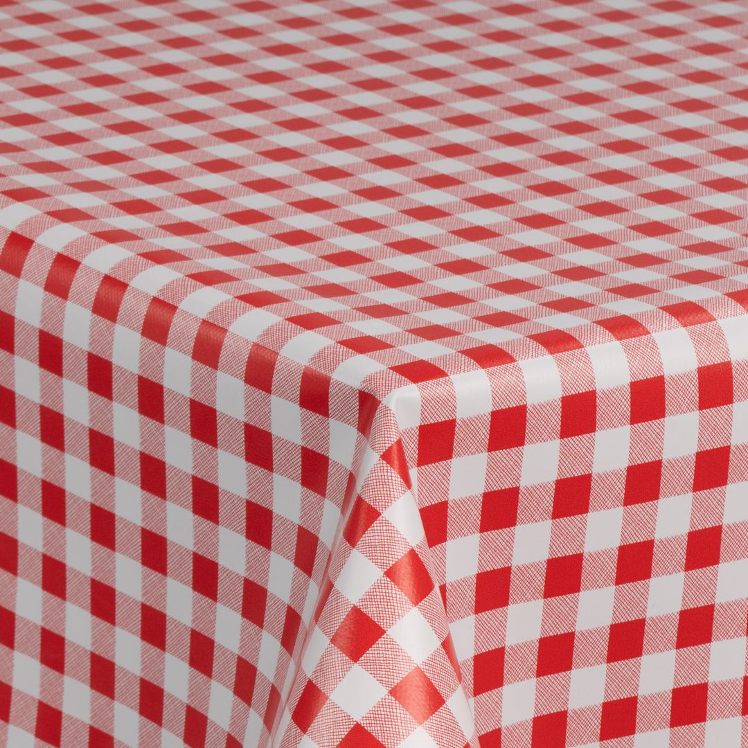 laro Wachstuch-Tischdecke Wachstischdecke Gartentischdecke Karo Kariert Rot Weiß