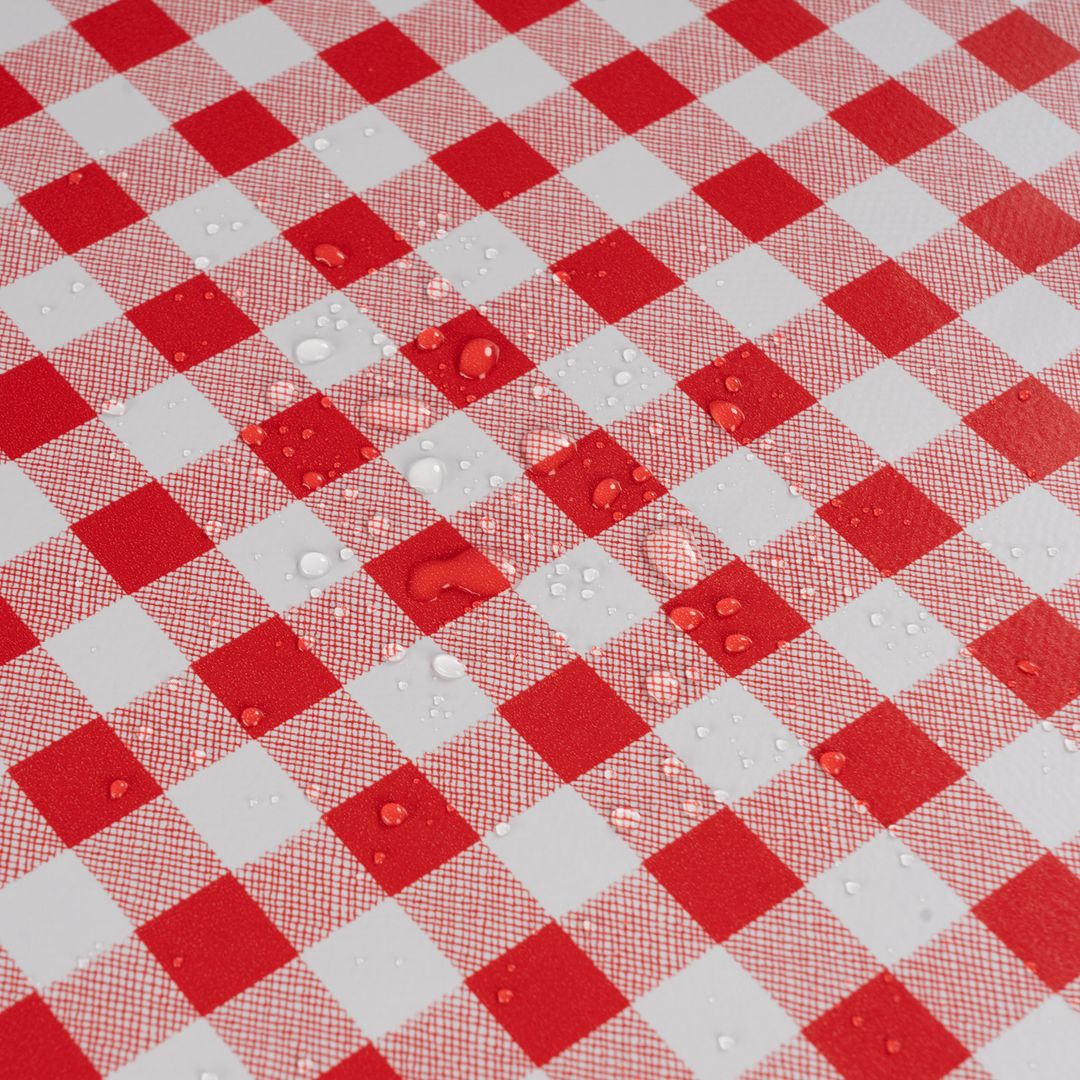 laro Wachstuch-Tischdecke Wachstischdecke Gartentischdecke Karo Kariert Rot Weiß