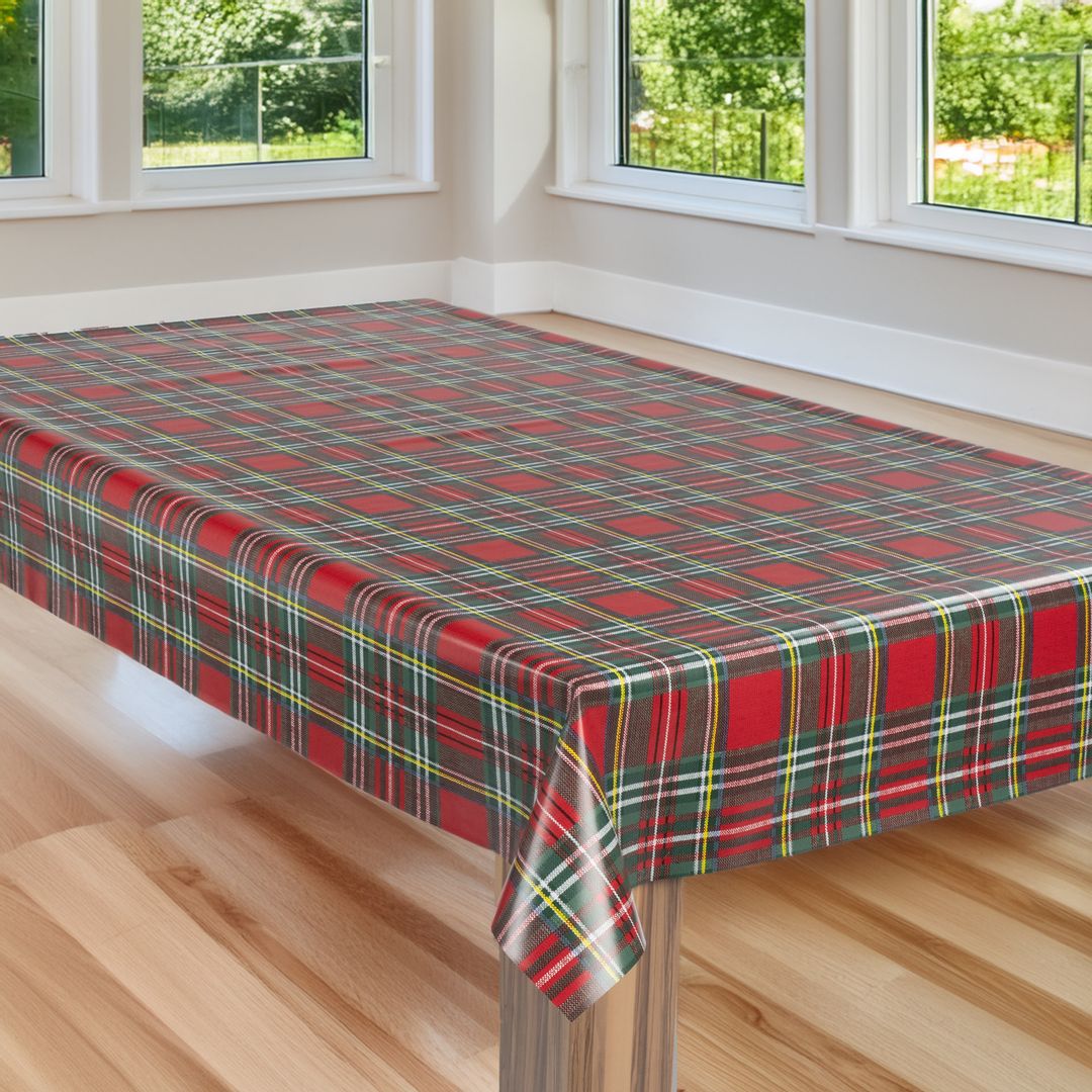 laro Wachstuch-Tischdecke Wachstischdecke Gartentischdecke Karo Rot Grün Gelb