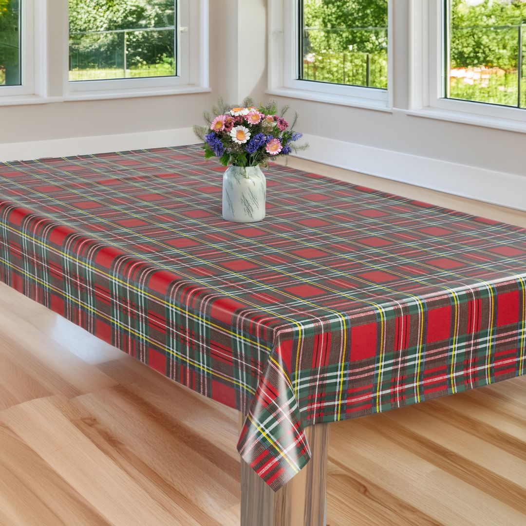 laro Wachstuch-Tischdecke Wachstischdecke Gartentischdecke Karo Rot Grün Gelb