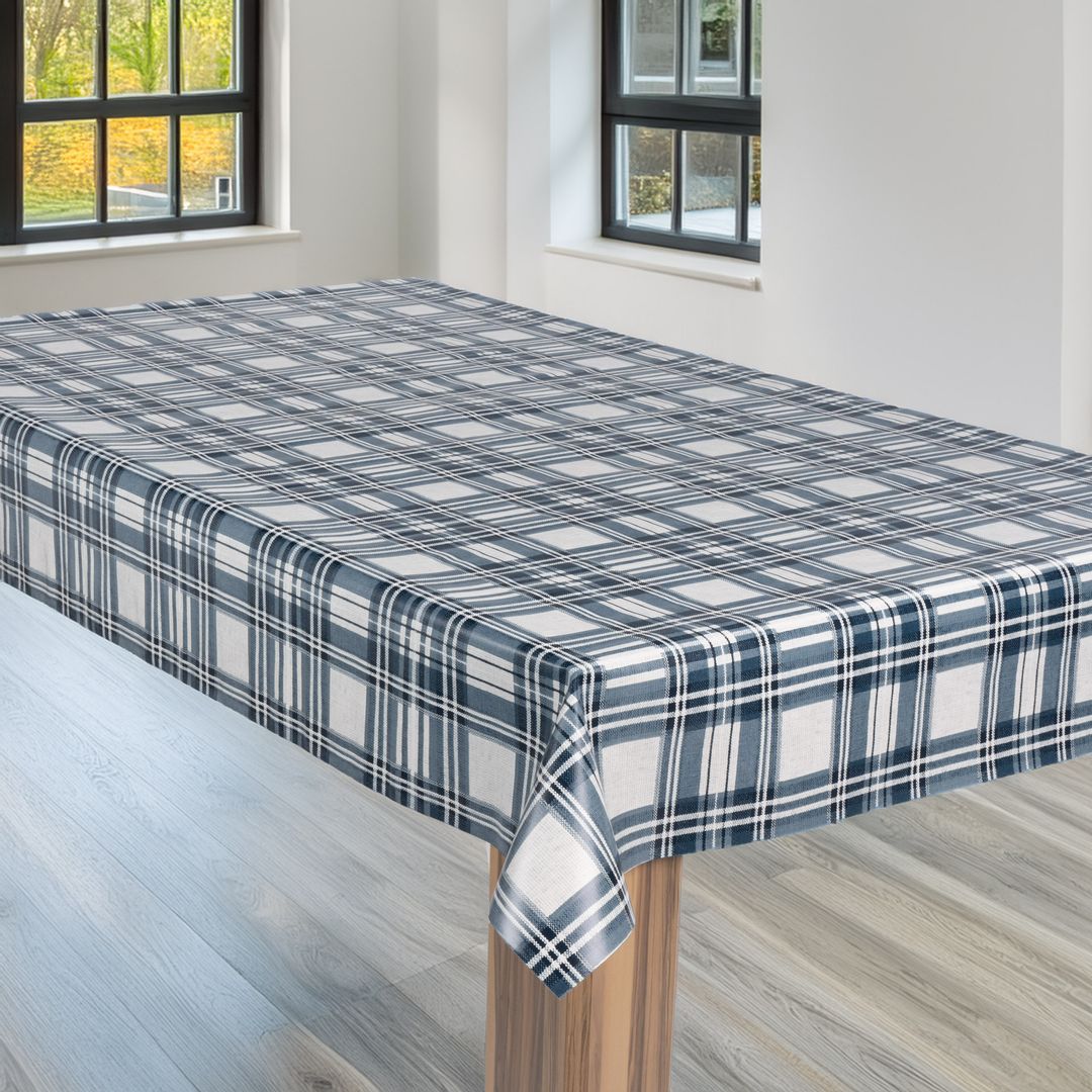 laro Wachstuch-Tischdecke Wachstischdecke Gartentischdecke Karo Weiß Dunkelblau