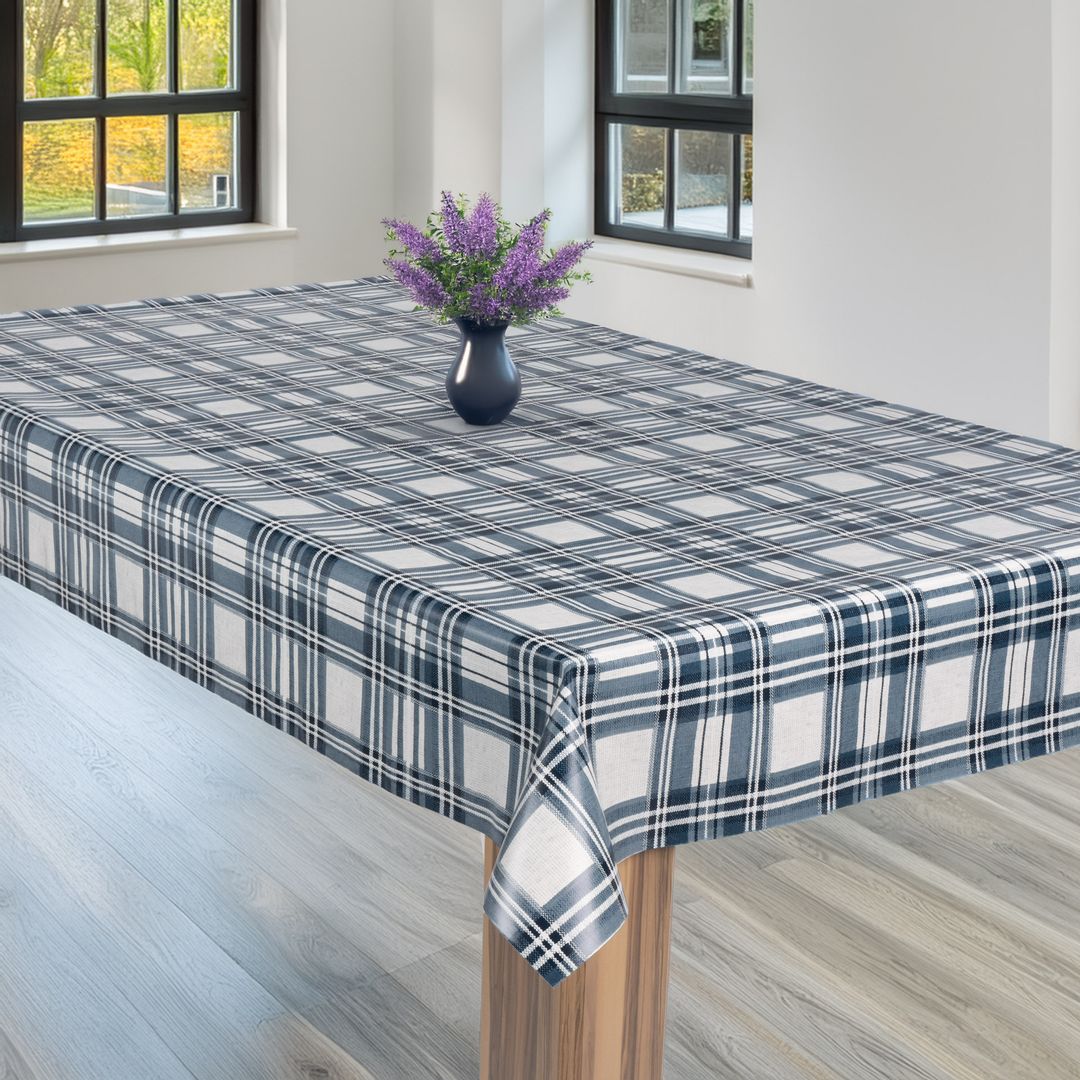 laro Wachstuch-Tischdecke Wachstischdecke Gartentischdecke Karo Weiß Dunkelblau