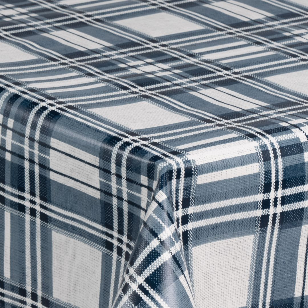 laro Wachstuch-Tischdecke Wachstischdecke Gartentischdecke Karo Weiß Dunkelblau