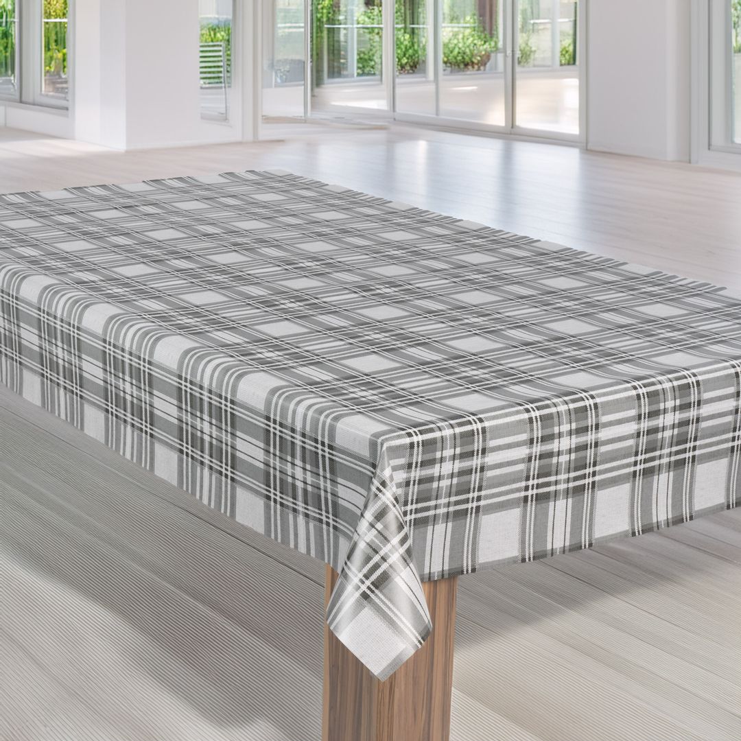 laro Wachstuch-Tischdecke Wachstischdecke Gartentischdecke Karo Weiß GrauSchwarz